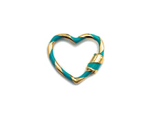 Load image into Gallery viewer, Colorful Enamel Pave Heart Shape Clasp, Gold Carabiner Clasp, 23x25mm, sku#H162