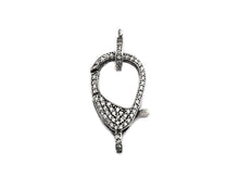 Load image into Gallery viewer, CZ Micro Pave Teardrop Lobster Claw Clasp, Antique Silver Plated Cubic Zirconia Clasp, 12x23mm,sku#H174