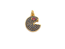 Load image into Gallery viewer, CZ Micro Pave Cobalt/Fuchsia/Green Pac-Man Pendant, CZ Pave Pac-Man Face Pendant, sku#F1142C