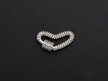 Load image into Gallery viewer, CZ Pave Heart Shape Clasp, CZ Pave Link Clasp, Gold/Rose Gold/Sliver/Gunmetal Heart Clasp, 13x23mm, sku#H188