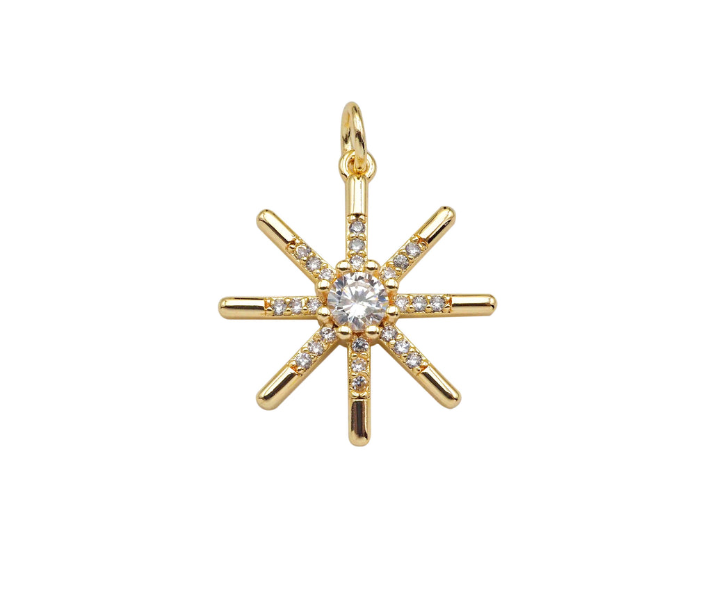 CZ Micro Pave North Star Shape Pendant/Charm, 14K Gold Filled Star Charm, Necklace Bracelet Charm Pendant,18x21mm,Sku#LX01
