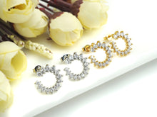 Load image into Gallery viewer, CZ C Shape Stud Earring, Sku#J222