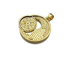 Load image into Gallery viewer, CZ Micro Pave Flower Cresent Moon Shape Pendant/Charm,Cubic Zirconia Medallion Charm, Necklace Bracelet Charm Pendant,25mm, Sku#LK196