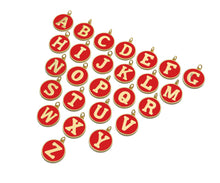 Load image into Gallery viewer, New Trendy Red Gold Enamel Initials Letter Charm/Pendant, Enamel Initial Alphabet Letters, Custom Naming Pendants, 25x28mm,sku#ML37