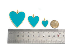 Load image into Gallery viewer, Yellow Pink Blue Enamel Heart Pendant with Gold Finish, Enamel Heart, Colorful Enamel Heart, 15/25/35mm, sku#ML26