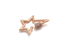 Load image into Gallery viewer, Clear Cz Micro pave Star Clasp, CZ Pave Clasp, Gold/Silver/Rose Gold/Gunmetal Carabiner Clasp, 21x32mm, sku#H187