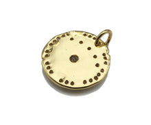 Load image into Gallery viewer, CZ Micro Pave Evil Eye On Hammered Coin Pendant/Charm,Cubic Zirconia Gold/Silver Charm, Necklace Bracelet Charm Pendant,16x16mm, Sku#L398