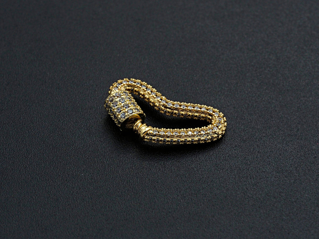 CZ Pave Heart Shape Clasp, CZ Pave Link Clasp, Gold/Rose Gold/Sliver/Gunmetal Heart Clasp, 13x23mm, sku#H188