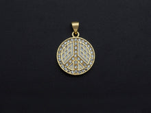 Load image into Gallery viewer, Enamel White Black Patten Peace Sign Round Coin Pendant,CZ Micro Pave Oil Drop pendant,Enamel pendant,Enamel Jewelry, 18x21mm,sku#F1065