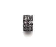 Load image into Gallery viewer, Clear CZ Micro Pave Double Row Charm Holder, Cubic Zirconia Round Ring Spacer Charm,Gold/Silver/Rose Gold/Black Tone,3x8mm,sku#L322
