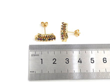 Load image into Gallery viewer, PRESELLING CZ Micro Pave Stud Earring Wires, Rainbow Shape Earrings, Colorful CZ micro pave earrings, 8x17mm, sku#J228