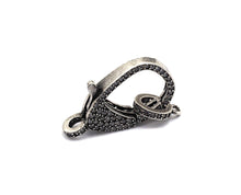 Load image into Gallery viewer, CZ Micro Pave Teardrop Lobster Claw Clasp, Antique Silver Plated Cubic Zirconia Clasp, 12x23mm,sku#H174