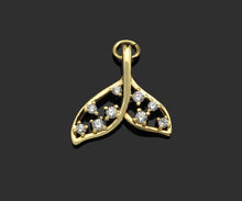 Load image into Gallery viewer, CZ Micro Pave Whale Tail Shape Pendan,18K Gold Charm, Necklace Bracelet Charm Pendant,17x17mm,Sku#FH156