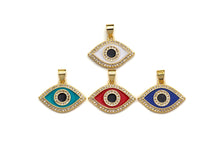 Load image into Gallery viewer, Enamel Colorful Evil Eye Pendant, CZ Micro Pave Oil Drop pendant,Enamel pendant,Enamel Jewelry, 15x21mm, sku#F1049
