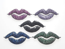 Load image into Gallery viewer, CZ Micro Pave Cobalt/Fuchsia/Violet Amethyst/Turquoise/Black Lip Connector, CZ Pave Connector Gumental, 13x30mm sku#BY032/E191