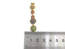 Load image into Gallery viewer, Colorful CZ Micro Pave Five Round Dots Dangle&amp;Drop Earrings, Colorful CZ micro pave earrings, Statement Earrings, 47mm, sku#J275