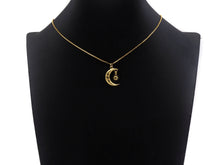 Load image into Gallery viewer, Cobalt CZ Micro Pave Cresent Moon With North Star Shape Pendant Charm, Cubic Zirconia Moon Charm,15x22mm,Sku#LK158