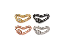 Load image into Gallery viewer, CZ Pave Heart Shape Clasp, CZ Pave Link Clasp, Gold/Rose Gold/Sliver/Gunmetal Heart Clasp, 13x23mm, sku#H188
