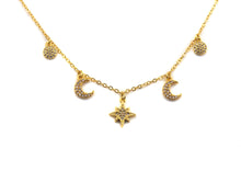 Load image into Gallery viewer, Gold Moon Star Coin Charm Necklace, z708