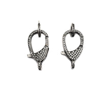 Load image into Gallery viewer, CZ Micro Pave Teardrop Lobster Claw Clasp, Antique Silver Plated Cubic Zirconia Clasp, 12x23mm,sku#H174