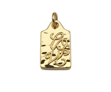 Load image into Gallery viewer, CZ Micro Pave Alphabet On Hammered Rectangle Pendant/Charm,Cubic Zirconia Charm, Necklace Bracelet Charm Pendant,10x16mm, Sku#L399
