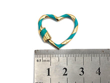Load image into Gallery viewer, Colorful Enamel Pave Heart Shape Clasp, Gold Carabiner Clasp, 23x25mm, sku#H162