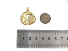 Load image into Gallery viewer, CZ Micro Pave Flower Cresent Moon Shape Pendant/Charm,Cubic Zirconia Medallion Charm, Necklace Bracelet Charm Pendant,25mm, Sku#LK196