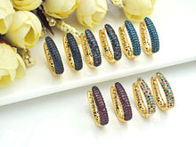 Load image into Gallery viewer, Colorful CZ Gold Hoop Earrings, Sku#J242
