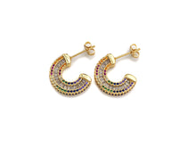 Load image into Gallery viewer, CZ Micro Pave Semicircle C Shape Earrings, sku#J229