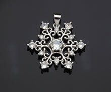 Load image into Gallery viewer, CZ Micro Pave Snowflake Pendant, Gold/Silver Plated Jewelry, Snowflake Charm Pendant, 26x23mm,sku#F1220