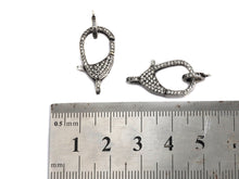 Load image into Gallery viewer, CZ Micro Pave Teardrop Lobster Claw Clasp, Antique Silver Plated Cubic Zirconia Clasp, 12x23mm,sku#H174