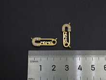 Load image into Gallery viewer, CZ Micro Pave Mama Safety Pin Pendant, Safety Pin Cubic Zirc