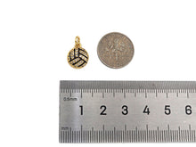 Load image into Gallery viewer, CZ Micro Pave Gold Silver Volleyball Charm, Cubic Zirconia Pendant, Volleyball Charm, CZ Micro Pave Sport ball Pendant,10x12mm, Sku#F1349