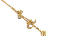 Load image into Gallery viewer, Gold Moon Star Coin Charm Necklace, z708