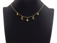 Load image into Gallery viewer, Gold Moon Star Coin Charm Necklace, z708