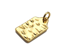 Load image into Gallery viewer, CZ Micro Pave Alphabet On Hammered Rectangle Pendant/Charm,Cubic Zirconia Charm, Necklace Bracelet Charm Pendant,10x16mm, Sku#L399