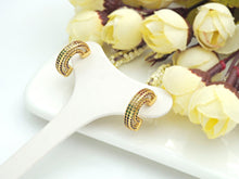 Load image into Gallery viewer, CZ Micro Pave Semicircle C Shape Earrings, sku#J229