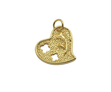 Load image into Gallery viewer, 18K Dainty Gold Hollow Out Rose Flower Heart Shape Pendant, Sku#F1392C