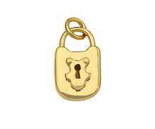 Load image into Gallery viewer, Dainty Gold Padlock Charms, Dainty Lock Teddy Bear Charms, Gold Char Pendant, Padlock Necklace Charms, 9x15mm, Sku#F1339