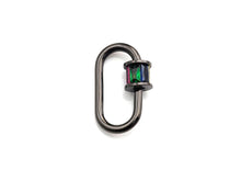 Load image into Gallery viewer, Colorful Baguette CZ Oval Shape Clasp, Gold Silver Black  Rose Gold Plated Clasp, Carabiner Clasp, 13x20mm/18x28mm, sku#H189