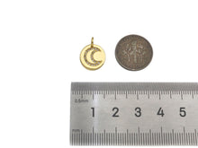 Load image into Gallery viewer, CZ Micro Pave Heart Star Moon On Round Coin Shape Pendant,CZ Dainty Gold Medallion Charm, Necklace Bracelet Charm Pendant,12x12mm, Sku#F1382