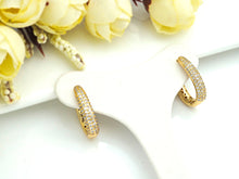Load image into Gallery viewer, CZ Micro Pave Double Raw Huggie Earring, Leverback ear wires, cubic zirconia micro pave earrings, 5x20mm, sku#J243