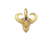 Load image into Gallery viewer, Cobalt Blue CZ Micro Pave 3D Cow Head Shape Pendant,Cubic Zirconia Dainty Gold Charm, Necklace Bracelet Charm Pendant,18x16mm, Sku#F1383