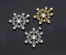 Load image into Gallery viewer, CZ Micro Pave Snowflake Pendant, Gold/Silver Plated Jewelry, Snowflake Charm Pendant, 26x23mm,sku#F1220