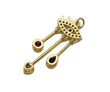 Load image into Gallery viewer, Clorful CZ Micro Pave Evil Eye With Heart Teardrop Coin Pendant Shape Charm Pendant, Cubic Zirconia Evil Eye Charm,16x38mm,Sku#LK159
