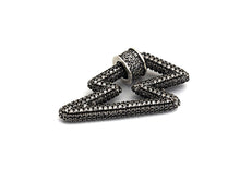 Load image into Gallery viewer, Antique Silver Clear CZ Micro Pave Lightning Shape Clasp, Antique Silver Plated Clasp, 17x33mm, sku#H163