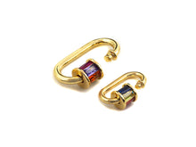Load image into Gallery viewer, Colorful Baguette CZ Oval Shape Clasp, Gold Silver Black  Rose Gold Plated Clasp, Carabiner Clasp, 13x20mm/18x28mm, sku#H189