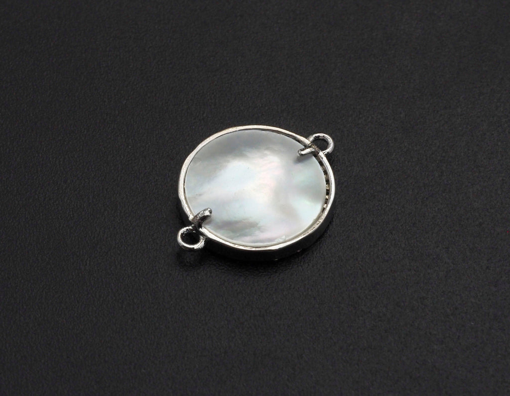 CZ Micro Pave Lucky Tree on Mother-of-pearl Connector, Cubic