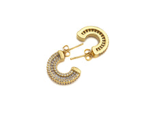 Load image into Gallery viewer, CZ Micro Pave Semicircle C Shape Earrings, sku#J229