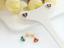 Load image into Gallery viewer, CZ Enamel Round Stud Earrings, Sku#J164C